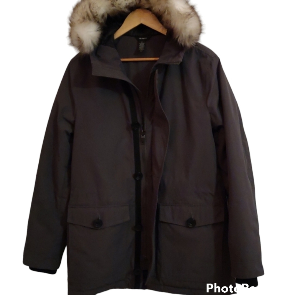 Alfani Faux Fur Hooded Parker Coat Jacket Small